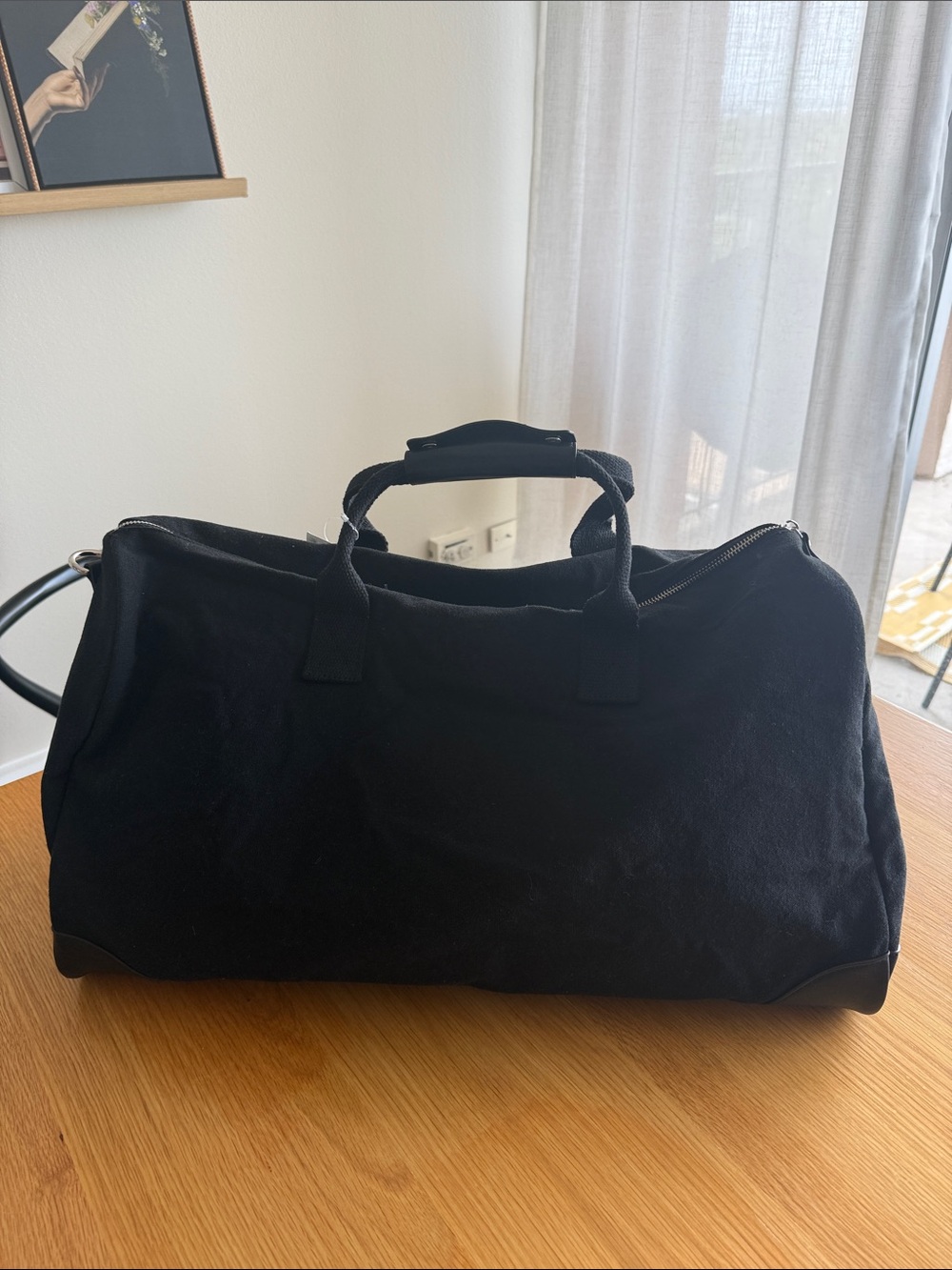 Slate & Stone Black Canvas Duffel Bag - Minimal Travel Holdall